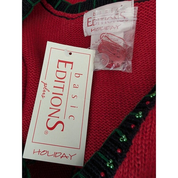 Vintage Kmart Basic Editions Womens Red Holiday Christmas Sweater Vest Size 2X - Picture 9 of 12